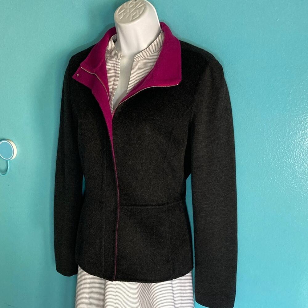 St. John Charcoal Gray Zip Up Wool Blend Jacket Womens Size M